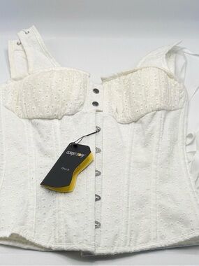 NWT! White Eyelet Corset Bustier Top UK12